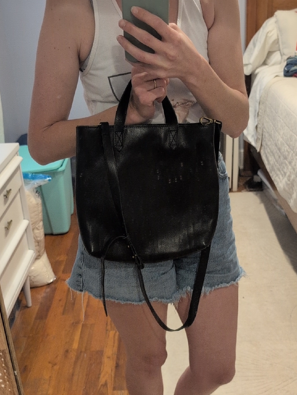 Madewell Black Leather Zip Top Transport Crossbody Tote - Picture 8 of 8